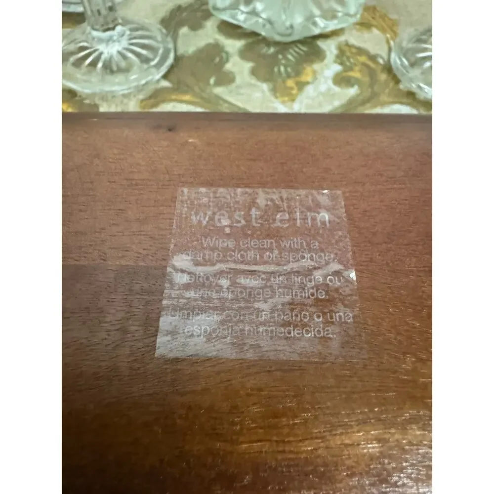 West Elm Wooden Bread Bowl Tray 18” Long Decorative Centerpiece Fruit Dough Bowl